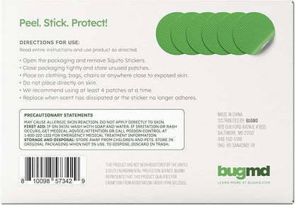 BugMD Squito Stickers Mosquito Repellent Patch Stickers for Adults (78 Stickers), Safe & Effective Insect Repellent Patches for Toddlers, Kids, Camping, Beach & Outdoor Essentials