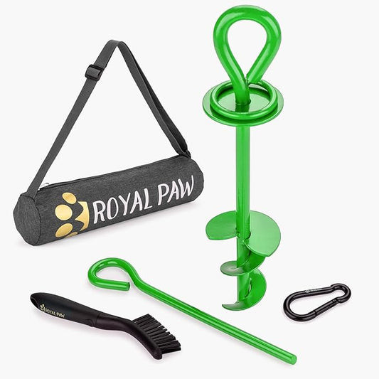 Dog Tie Out Stake - Heavy Duty Dog Stake for Large Dogs up to 125 lbs, Dog Stakes for Outside, Dog Anchor, and Dog Gadget | Use Any Dog Tie Out Cable or Dog Yard Leash (MG1-Grass Green)