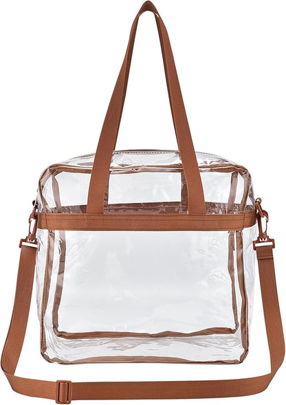 USPECLARE Clear Tote Stadium Approved, Security Travel & Gym Clear Bag for Work Sports Games Concerts