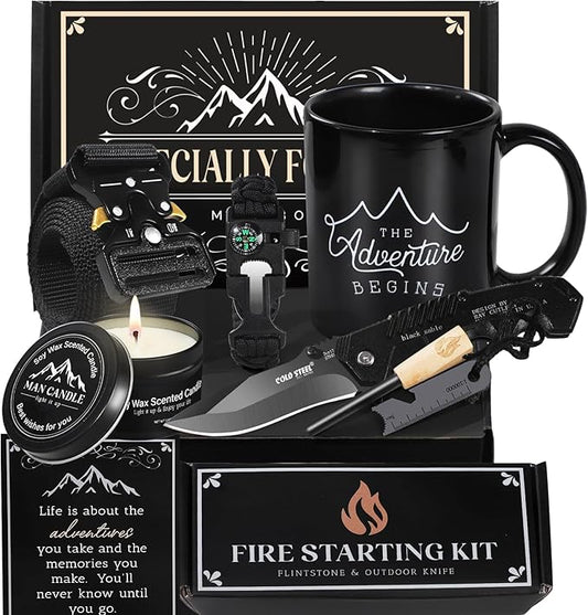 Gifts Set for Men,Dad Gift Box Dad Gifts from Son Daughter, Fathers Day Box for Son Dad Brother in Law Boyfriend Husband Young Man Adult Guy, Cool Camping Ourdoor Survival Kit