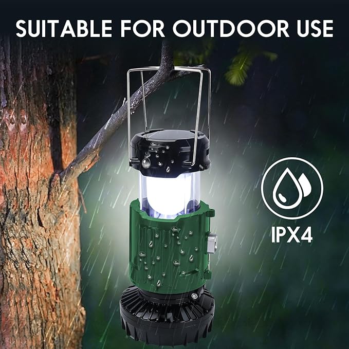 2024 Solar Camping Lantern with Fan,Rechargeable Camping Fans Charging for Phone, Battery Operated Light for Hurricane Power Outage Tent Emergency Camping Gear Must Haves, Christmas gifts for Mens Dad