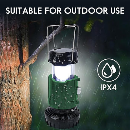 2024 Solar Camping Lantern with Fan,Rechargeable Camping Fans Charging for Phone, Battery Operated Light for Hurricane Power Outage Tent Emergency Camping Gear Must Haves, Christmas gifts for Mens Dad