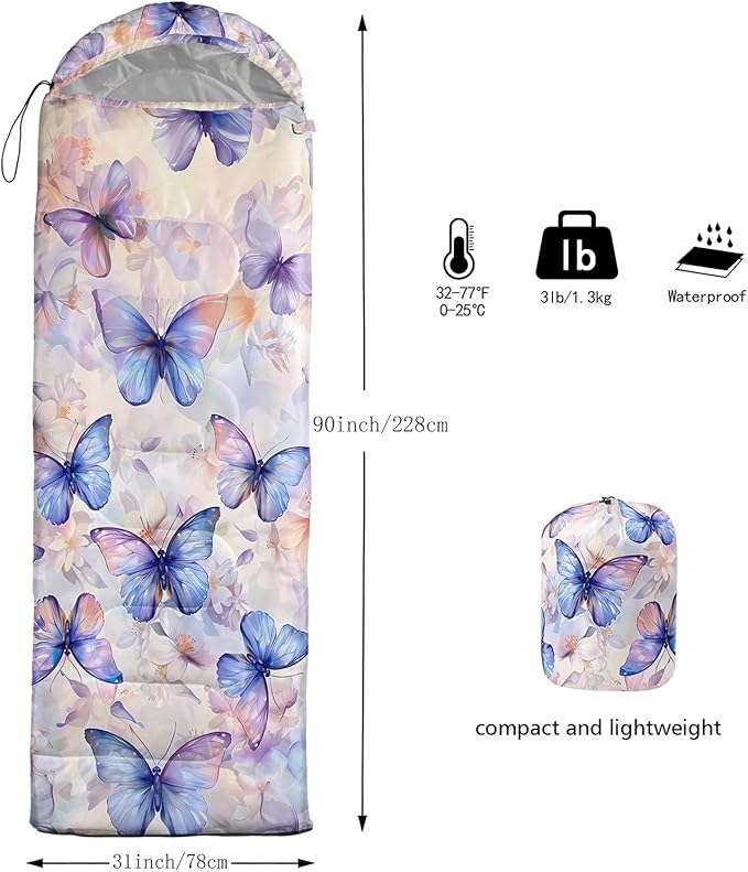 Kids Sleeping Bag for Boys Girls,Western Cowboy Print-Lightweight Warm Portable Outdoor Indoor-Waterproof Cold Weather Resistant Sleeping Bag for Camping Hiking
