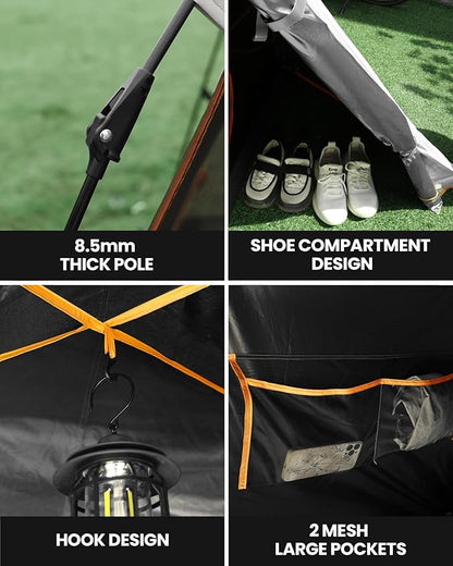 OutdoorMaster 2 Person Camping Tent, 4 Seasons Lightweight Backpacking Canopy, Waterproof and Weatherproof Sun Shelter, Double Layer Outdoor Cabana for Camping, Hiking and Mountaineering