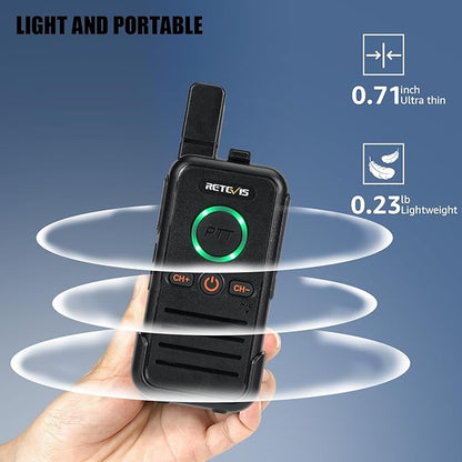 Retevis RB45 Rechargeable Walkie Talkies Long Range,Portable 2 Way Radio for Adults,Emergency Alarm,Dual PTT Two Way Radios for Cruise Camping Family Outdoor(4 Pack)