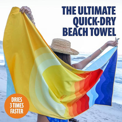 SUN NINJA Microfiber Beach Towel - Sand Free, Quick Dry, Lightweight & Compact for Beach, Pool, Yoga and Camping - 63x32 inch Super Absorbent, Large Sand Free Swim Towels for Adults and Kids