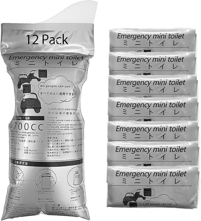 Disposable Urinal Bag, 12/24 Pcs 700ML Emergency Urine Bag, Portable Camping Pee Bag, Unisex Urinal Bag, Travel Urine Bag Vomit Bag for Traffic Jams, Camping, Hiking
