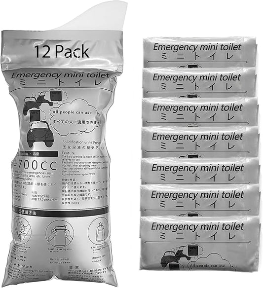 Disposable Urinal Bag, 12/24 Pcs 700ML Emergency Urine Bag, Portable Camping Pee Bag, Unisex Urinal Bag, Travel Urine Bag Vomit Bag for Traffic Jams, Camping, Hiking