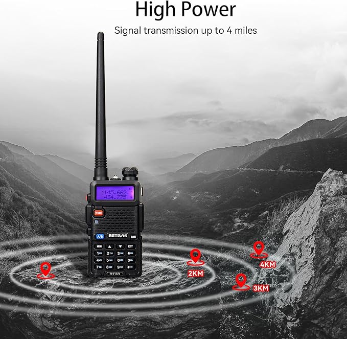 Retevis RT-5R Dual Band Two Way Radio,Ham Radios,with Shoulder Mic,Emergency Alarm,1400mAh Battery,Long Range Walkie Talkies for Amateur Camping Hunting (2 Pack)