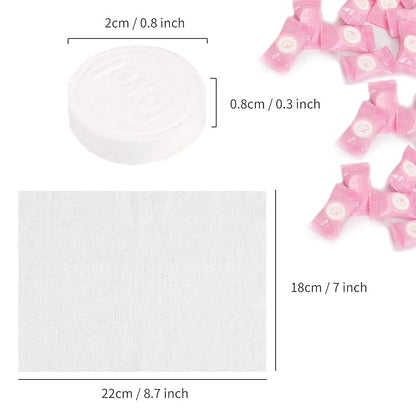 100PCS Compressed Face Towels, Portable Compressed Towel Tablets, Cotton Disposable Face Towel Coin Tissues, Mini Compressed Towels for Travel Camping (Pink)