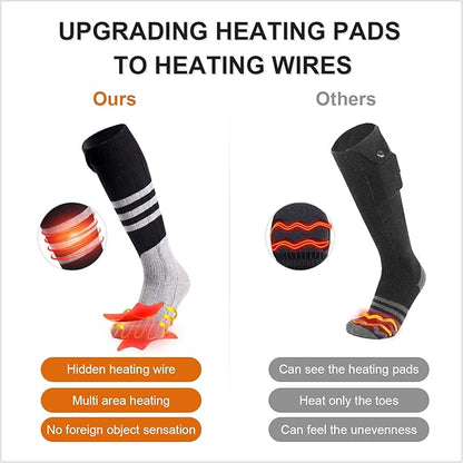 Heated Socks for Men Women, MewaMaA Battery Heated Socks Rechargeable Washable, Electric Socks Foot Warmer for Hiking Biking Camping Skiing Hunting Outdoor Work, Heating Socks Warm Socks