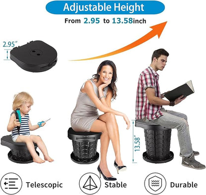 Fishboy Upgraded Portable Toilet for Camping, Adjustable Retractable Outdoor Toilet, Travel Potty with Carrying Handle and Storage Bag for Adults Kids for Hiking, Trips, Tent, Boat, Beach (Black)