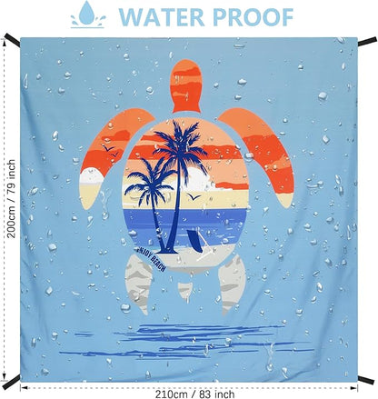 Beach Blanket Waterproof Sandproof Beach Mat 79" X 83" /10'x9' for 2-8 Adults Quick Drying Outdoor Picnic Mat Beach Accessories for Travel, Camping, Hiking