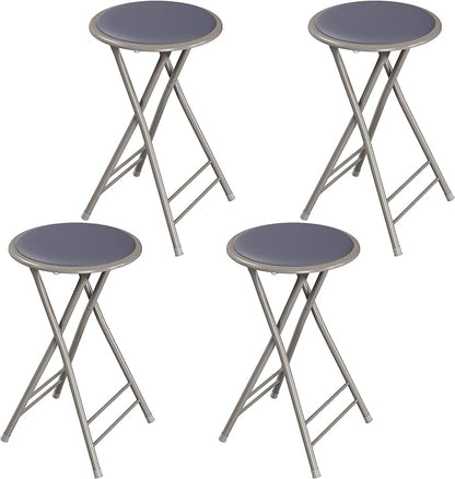 Lavish Home Counter-Height Bar Stools - Set of 4 Heavy-Duty 24-Inch Backless Folding Chairs with 225 LBS Capacity for Kitchen or Rec Room (Gray)