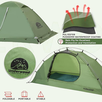 1/2 Person Backpacking Tent for 4-Season - Winter Waterproof Tent for One Person, Lightweight Camping Tent for Backpacking, Easy Set Up Cold Weather Tent by Underwood Aggregator
