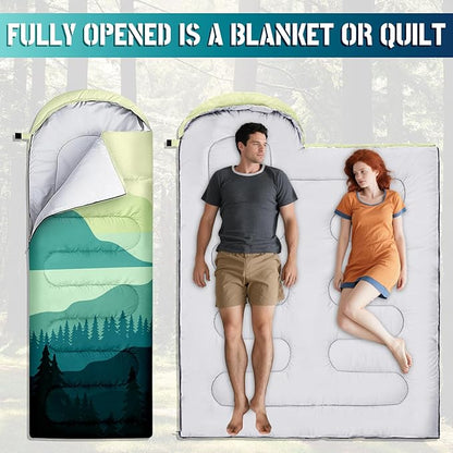 Sleeping Bags for Adults, 3 Seasons Warm & Cold Weather Waterproof Lightweight Backpacking Camping Sleeping Bag for Indoor Outdoor Camping Hiking Traveling, Camping Gear Equipment