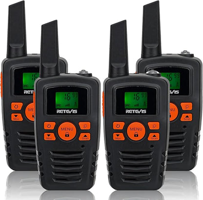 Retevis RA35 Walkie Talkie for Adults Kids, Long Range Walkie Talkies, Family 2 Way Radio 22 FRS Channels with LED Flashlight VOX LCD Display, for Women Kids Camping Hiking Cruise Ship(4 Pcs)