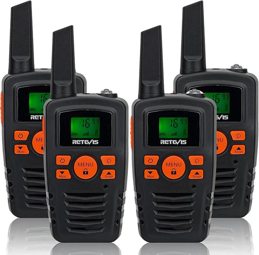Retevis RA35 Walkie Talkie for Adults Kids, Long Range Walkie Talkies, Family 2 Way Radio 22 FRS Channels with LED Flashlight VOX LCD Display, for Women Kids Camping Hiking Cruise Ship(4 Pcs)