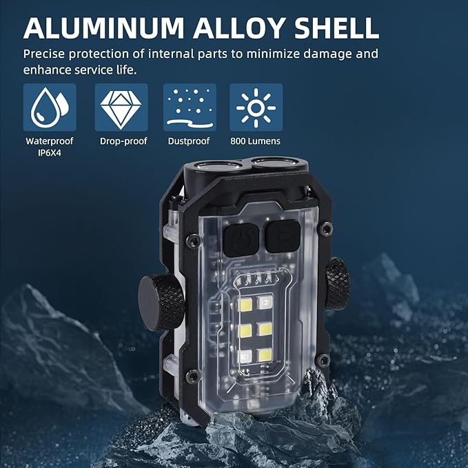1000 LM LED Small Powerful Flashlight with COB Side Light, USB Rechargeable LED Keychain Flash Light, 8 Lighting Modes with Clip, IPX4 Waterproof, and Tail Magnet (White)