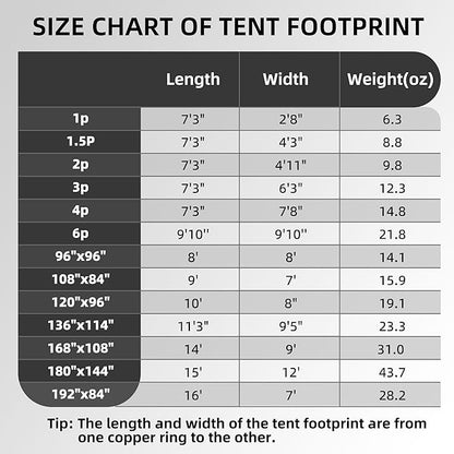 Clostnature Tent Footprint - Waterproof Camping Tarp, Heavy Duty Tent Floor Saver, Ultralight Ground Sheet Mat for Hiking, Backpacking, Hammock, Beach - Storage Bag Included