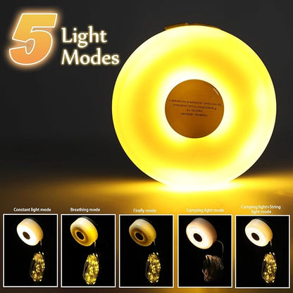 Camping String Lights, 2 in 1 Outdoor Rechargeable LED Lights with 5 Lighting Modes(26.3ft), Portable IPX4 Waterproof Tent Light for Outdoor Indoor Camping Party RV Decor (Warm Light)