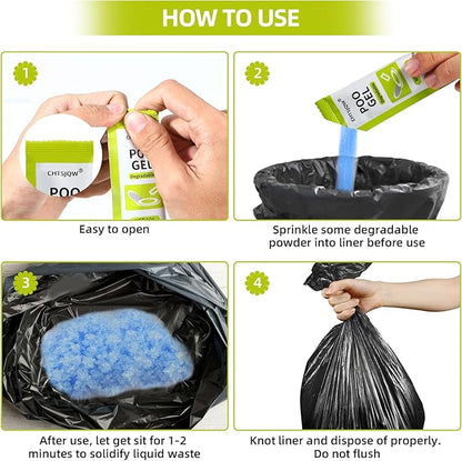 Portable Toilet Absorbent Gel Powder, 25 Pack Poo Gel for Camping Eco Absorbent Gel, Poo Urine Powder for Camping Outdoor Hiking Fast-Acting Gel