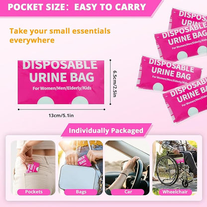Disposable Urine Bag for Travel - 900ML Portable Pee Bags for Women Men 12 PCS/24PCS Emergency Vomit Bags Unisex Urinal Toilet Bag for Car Camping, Road Trip,Traffic Jams, Pregnant, Kids, Patient
