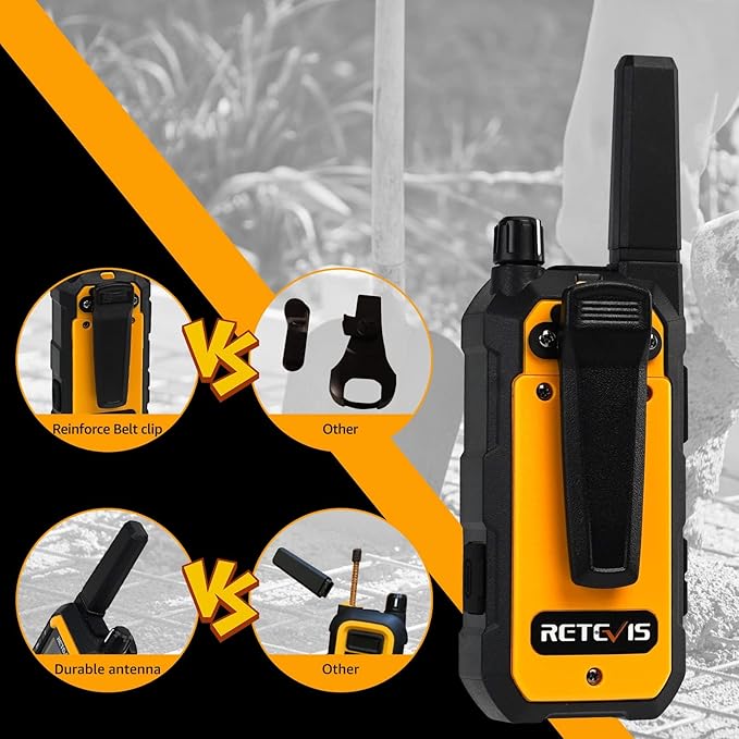 Retevis RB48 Heavy Duty Walkie Talkies, Waterproof Two Way Radio, Advanced Triple Proof, 2000 mAh, Emergency Alert, 2 Way Radio Long Range for Job Site (4 Pack) Yellow