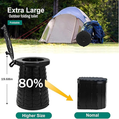 ALEVMOOM 19.7" XXL Portable Toilet for Camping 3-in-1 Travel Stool with Lid Adjustable Waterproof Foldable Collapsible 880Lbs Load Capacity for Traffic Jam/Fishing/Hunting/Hiking/Boating
