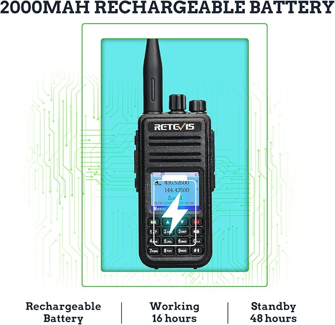 Retevis RT3S DMR Radio, Dual Band Radio, Digital 2 Way Radio, Dual Time Slot 2000mAh Dual Band Scanning SMS Emergency Alarm, Long Range Handheld Walkie Talkie for Camping Traveling(1 Pack)