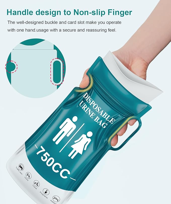 Pee Bags for Travel for Men,Disposable Urine Bags with Handle,Emergency Toilet Pee Bags,Pee Bags for Travel for Women Men,Pregnant,Patient,Kids,Travel,Car,Camping,Hiking