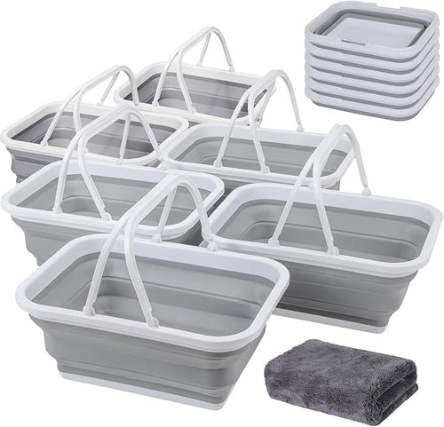AUTODECO Collapsible Sink with Handle Towel, 2.37 Gal / 9L Foldable Wash Basin for Washing Dishes, Camping, Hiking and Home
