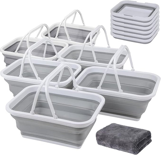 AUTODECO Collapsible Sink with Handle Towel, 2.37 Gal / 9L Foldable Wash Basin for Washing Dishes, Camping, Hiking and Home