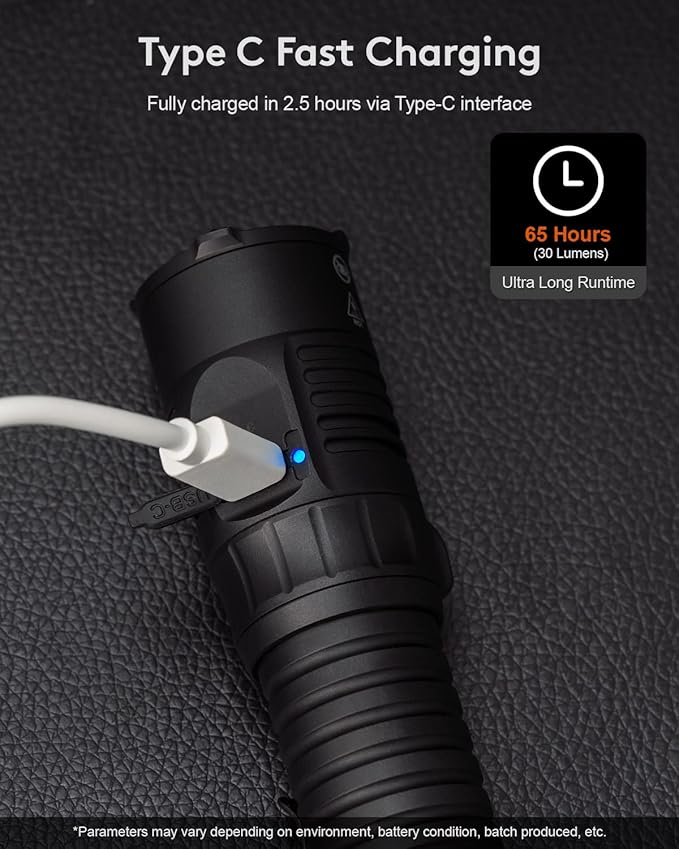 RovyVon S23 Search Flashlight, 4000 Lumens High Lumen Brightest Flashlight Long Throw Flashlight, 5000mAh Rechargeable Battery, IPX8 Waterproof EDC Flashlight Compact Duty Work Light with Lanyard