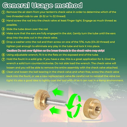 Stove Lantern Check Valve Removal Professional Tool Fits 200A 220 228 and More, Most Stoves
