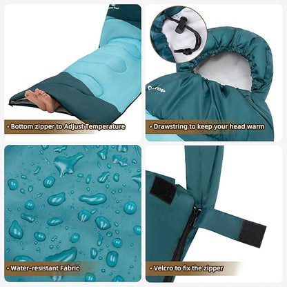 GEERTOP Backpacking Sleeping Bag for Camping, Lightweight Sleeping Bags for Adults Kids Summer Warm Cold Weather Hiking Travel