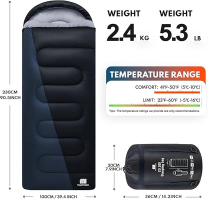 0 Degree XXL Sleeping Bags for Adults Cold Weather,Camping Sleeping Bag with Compression Sack for Winter Hiking, Hunting,Traveling