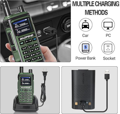 BAOFENG Ham Radios Long Range Handheld (Upgraded of UV-5R) UV-17M Walkie Talkies with Extra 2500mAh Battery,NOAA Weather Receiver,Frequency Copy, Type-C Charger,999CH Two Way Radio for Camping Hunting