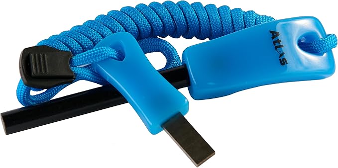 Compact Fire Starter Kit 2.5" Ferro Rod with Steel Striker, Unique Blue, 6ft of Paracord, for Survival, Hiking, Camping & Bushcrafting Tools by Atlas