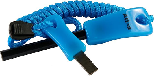 Compact Fire Starter Kit 2.5" Ferro Rod with Steel Striker, Unique Blue, 6ft of Paracord, for Survival, Hiking, Camping & Bushcrafting Tools by Atlas