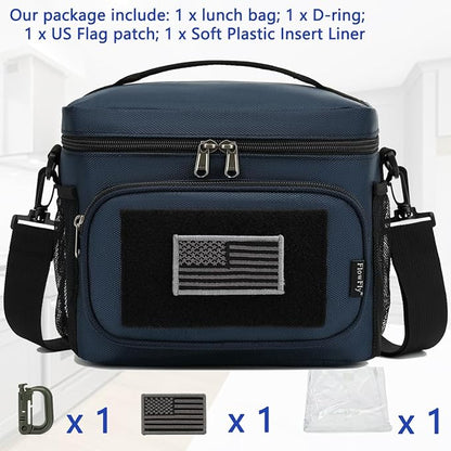 FlowFly Lunch Bag, Insulated Cooler, Thermal Lunch Box Tote with MOLLE/PALS Webbing, Adjustable Padded Shoulder Strap, for Tactical Men Women Adults and Boys Girls Kids (Cyan, Large)