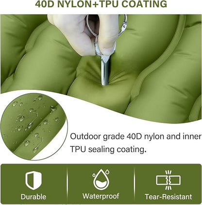 Yuzonc Camping Sleeping Pad, Ultralight Camping Mat with Pillow Built-in Foot Pump Inflatable Sleeping Pads Compact for Camping Backpacking Hiking Traveling Tent