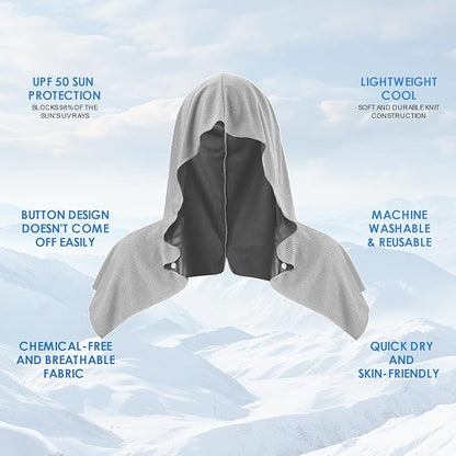 3 Pack Cooling Hoodie Towels for Neck and Face, UPF 50 Sun Protection & Instant Cooling, Ice Towels for Hot Weather, Soft Breathable Towel for Sport, Work Out, Gym, Camping & More Activities