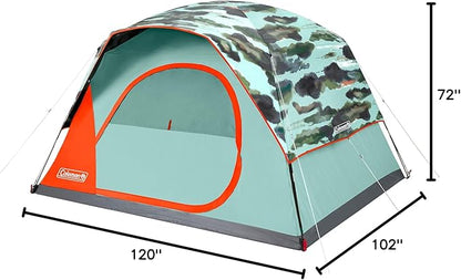 Coleman Skydome Series Camping Tent Weatherproof Tent Includes Pre-Attached Poles Rainfly Carry Bag and Unique Pattern Sets up in 5 Minutes