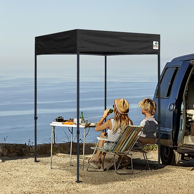 Eurmax USA 5x5 Flat Top Pop Up Canopy Tent Outdoor Portable Instant Shelter Bonus 4 SandBags (Flat Blue)