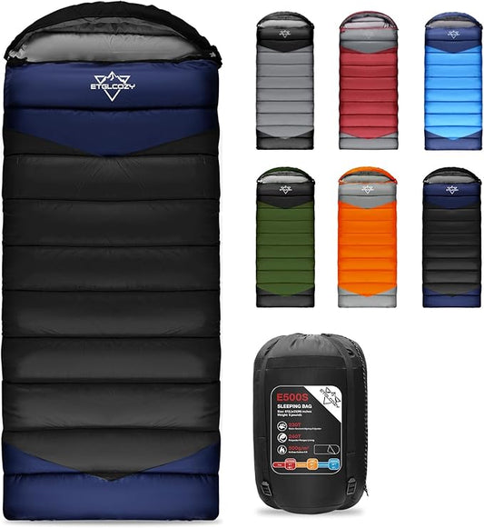 Adult Kids Sleeping Bag - All Season Warm/Cold Weather Lightweight for Camping & Hiking - Compact w/Compression Sack - Portable for Backpacking Travel Indoor - Unisex Boy Girl Man Woman