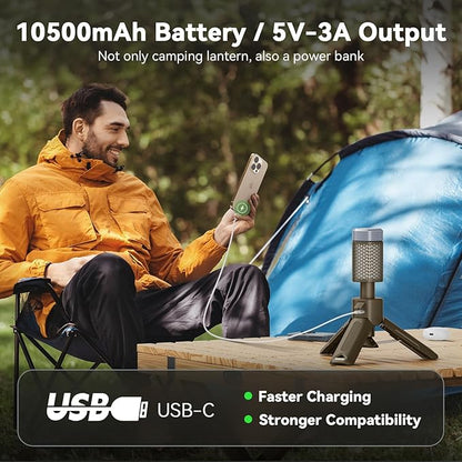 MORIKO Camping Lights Rechargeable Telescopic, Portable Collapsible Magnetic Lantern Camping Essentials, 10,500mAh IP67 Waterproof LED Flashlights, Camping Gear for Hiking Fishing Travel Emergency