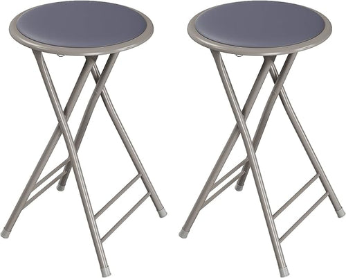 Lavish Home Counter-Height Bar Stools - Set of 2 Heavy-Duty 24-Inch Backless Folding Chairs with 225 LBS Capacity for Kitchen or Rec Room (Gray)