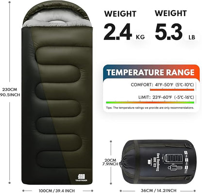 0 Degree XXL Sleeping Bags for Adults Cold Weather,Camping Sleeping Bag with Compression Sack for Winter Hiking, Hunting,Traveling