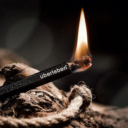 überleben FIREKIT Survival Fire Starter Kit - Ferro Rod Kit - Complete Fire Starting Kit w/Ferro Rod, Steel Striker, Tinder Wick & Bellow, and Dry Kindling for Camping - Bushcraft Survival Kit